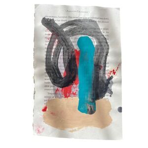 Abstract Mixed Media on Vintage Book Page 6x9" Spiritual Art by Bailey Craig